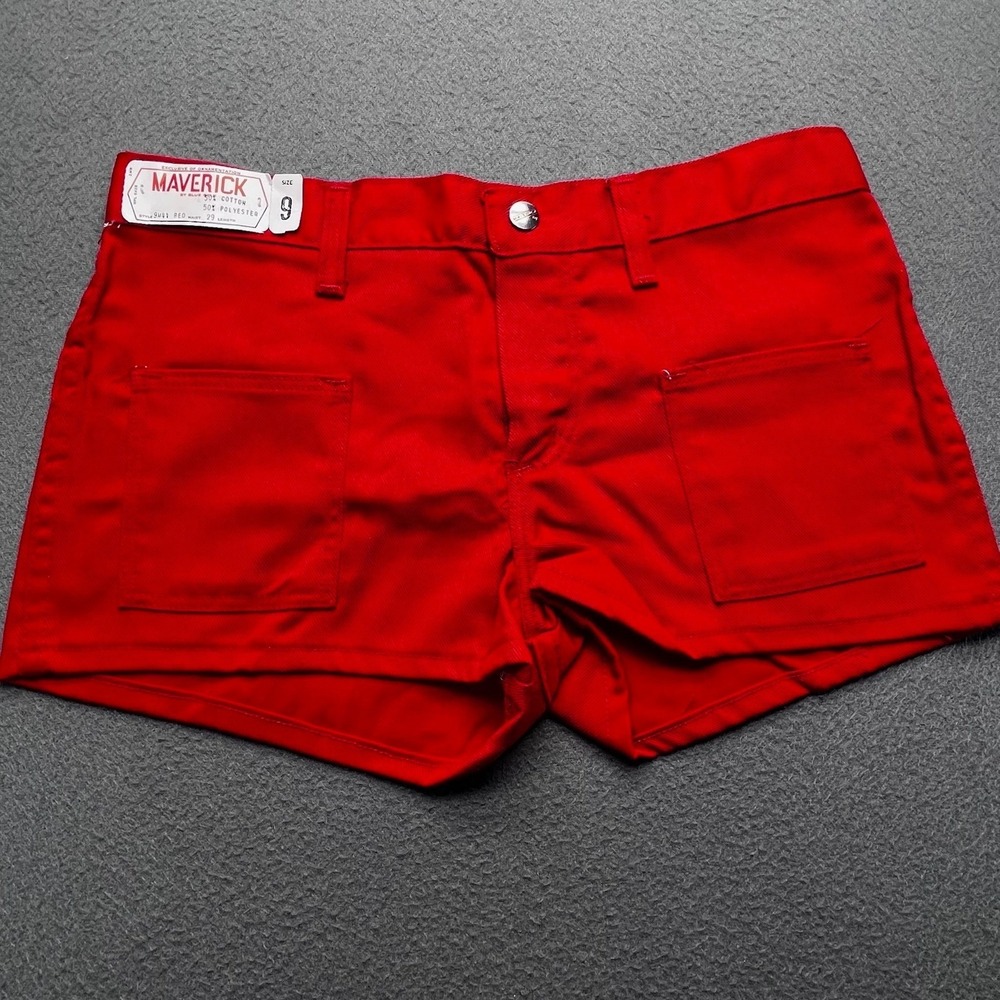 VTG Maverick Women Short Shorts Red High Waisted Deadstock USA Size 9 70s 80s